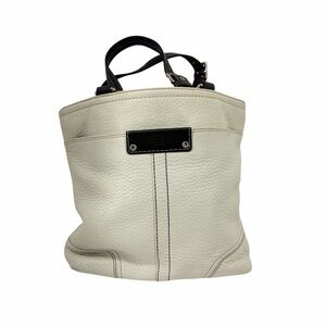 Coach Hamilton White and Black Pebbled Leather Tote